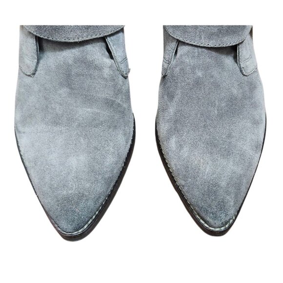 Boden Women’s Gray Suede Ankle Boots Size EU 42 Gold Buckle Strap - Picture 4 of 12